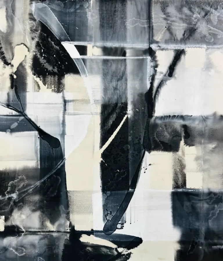 Black, Titanium, Neutral — Urban Collection painting by Erik Skoldberg, acrylic on linen, 72 × 84 in