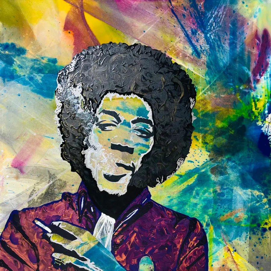 Jimi Hendrix — Icon Collection painting by Erik Skoldberg, acrylic on linen, 60 × 60 in