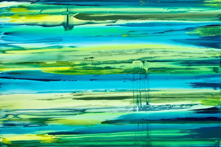 Lime Aloe Greens Fluorescents — Raw Collection painting by Erik Skoldberg, acrylic on canvas, 84 × 60 in