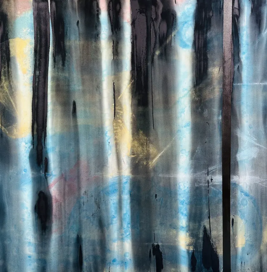 Metallics, Black, Zen — Urban Collection painting by Erik Skoldberg, acrylic on linen, 72 × 72 in