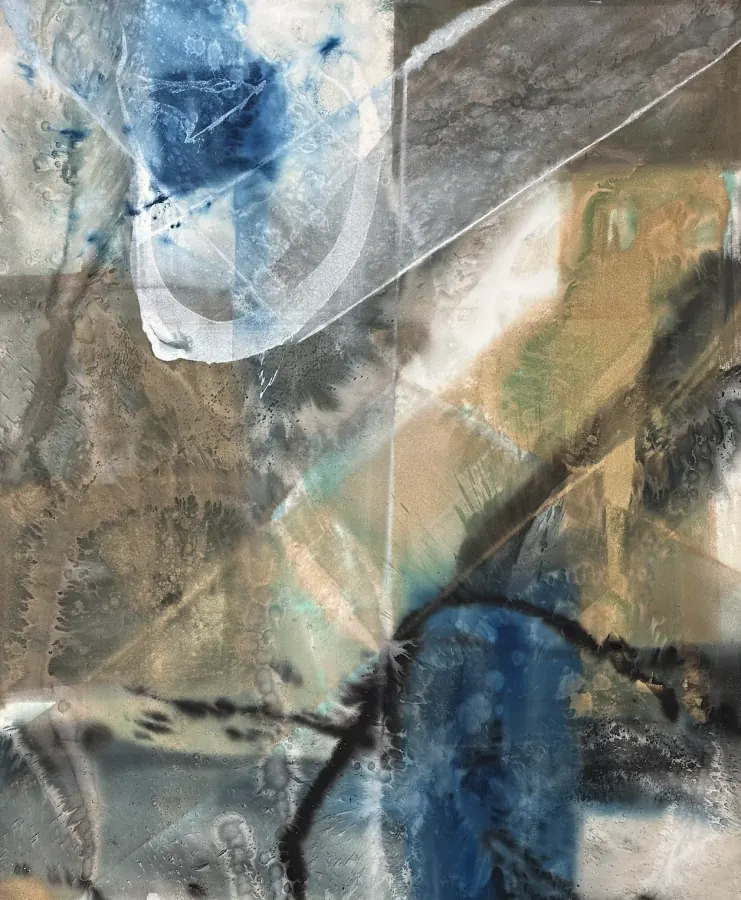 On The Moon — Urban Collection painting by Erik Skoldberg, acrylic on linen, 72 × 84 in