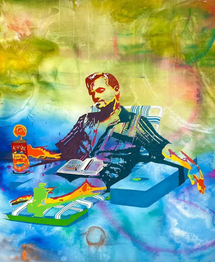 Once Upon a time Leo — Icon Collection painting by Erik Skoldberg, acrylic on linen, 58 × 72 in