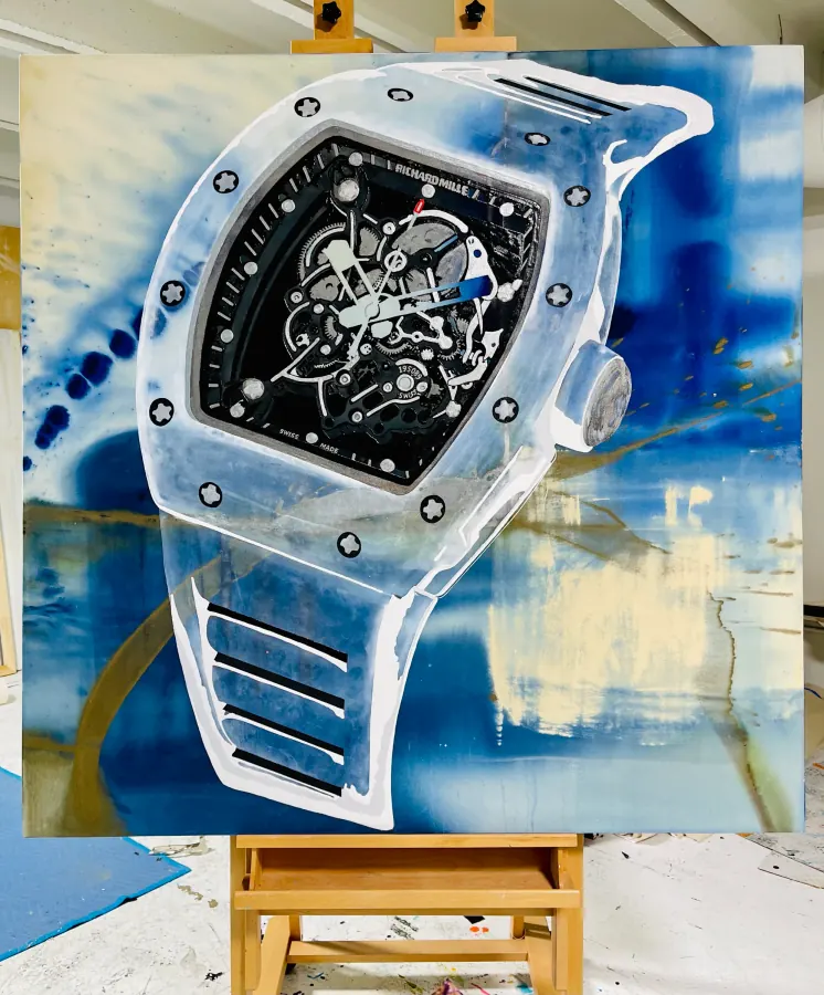 Richard Mille Watch — Icon Collection painting by Erik Skoldberg, acrylic on linen, 60 × 60 in