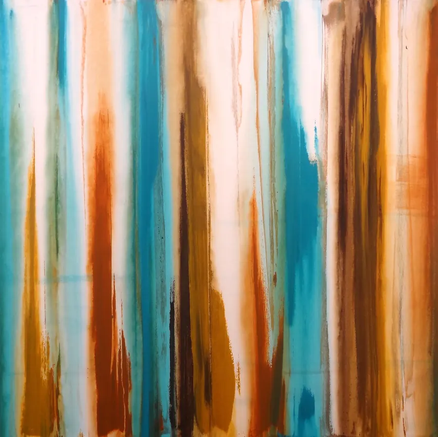SIenna Aqua Umber Diffused — Raw Collection painting by Erik Skoldberg, acrylic on canvas, 50 × 50 in