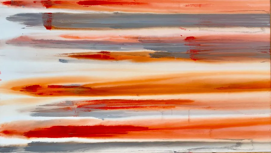 Slate Charcoal Cadiums — Raw Collection painting by Erik Skoldberg, acrylic on canvas, 84 × 48 in